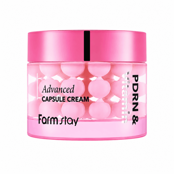 Atjaunojošs kapsulu sejas krēms ar PDRN un vitamīniem mirdzošai ādai Farmstay PDRN & Vitamin Advanced Capsule Cream