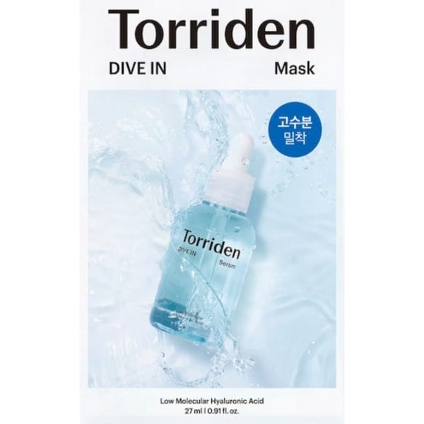 Mitrinoša lokšņu maska ar zemas molekulmasas hialuronskābi Torriden DIVE-IN Low Molecular Hyaluronic Acid Mask