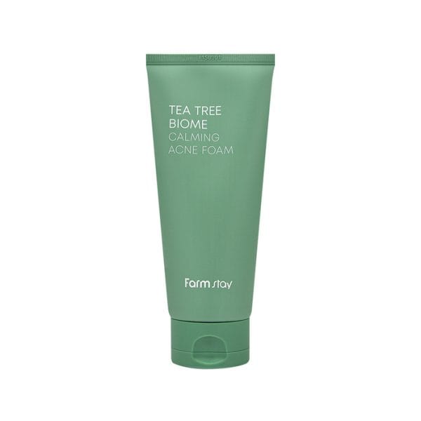 Nomierinošas sejas attīrošās putas problemātiskai ādai Farmstay Tea Tree Biome Calming Acne Foam