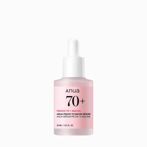 Mirdzumu piešķirošs un toni izlīdzinošs serums ar niacinamīdu ANUA Peach 70 Niacin Serum Mini