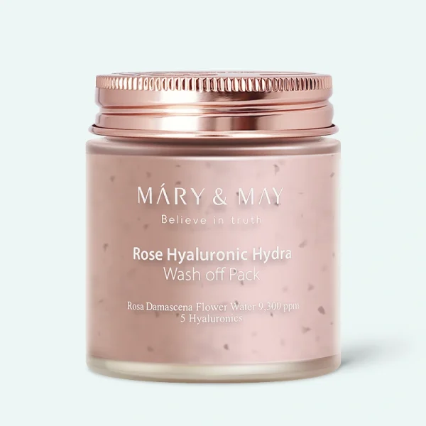 Mitrinoša mālu maska ar Damaskas rožu ūdeni un hialuronskābi Mary & May Rose Hyaluronic Hydra Wash Off Pack