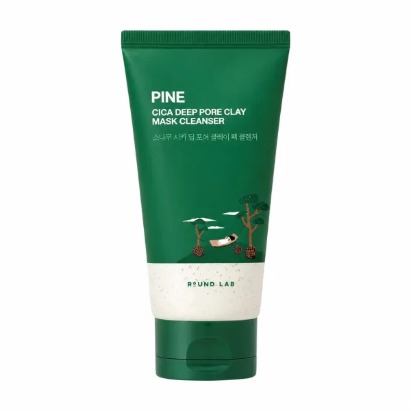 Dziļi attīrošs 2-in-1 māla attīrītājs porām Round Lab Pine Cica Deep Pore Clay Mask Cleanser